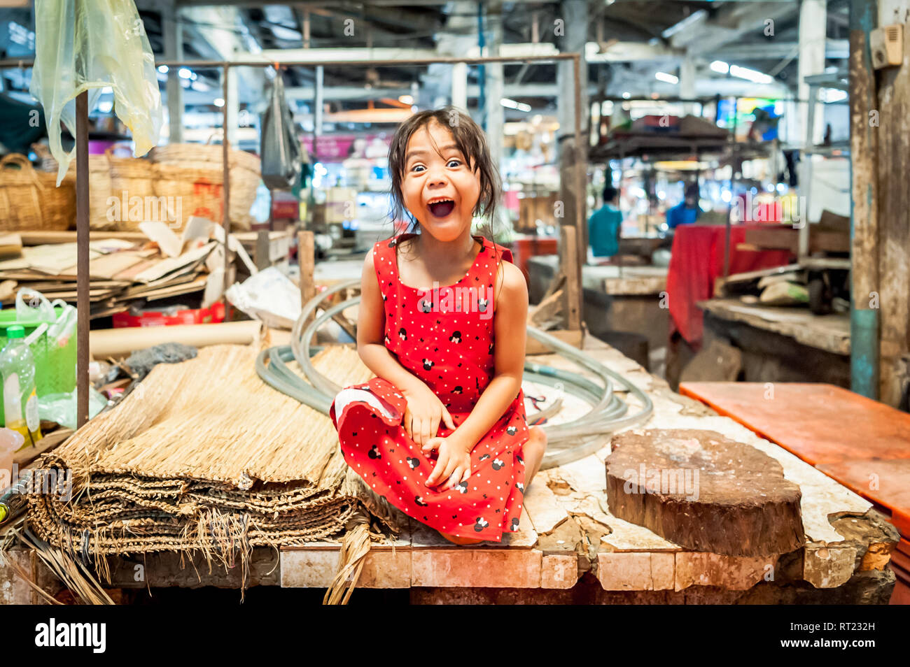 Scenes from an indoor market in Phnom Penh, Cambodia, South East Asia ...