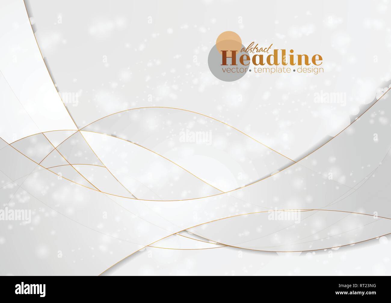 Grey silver abstract luxury wavy background with bronze outlines ...