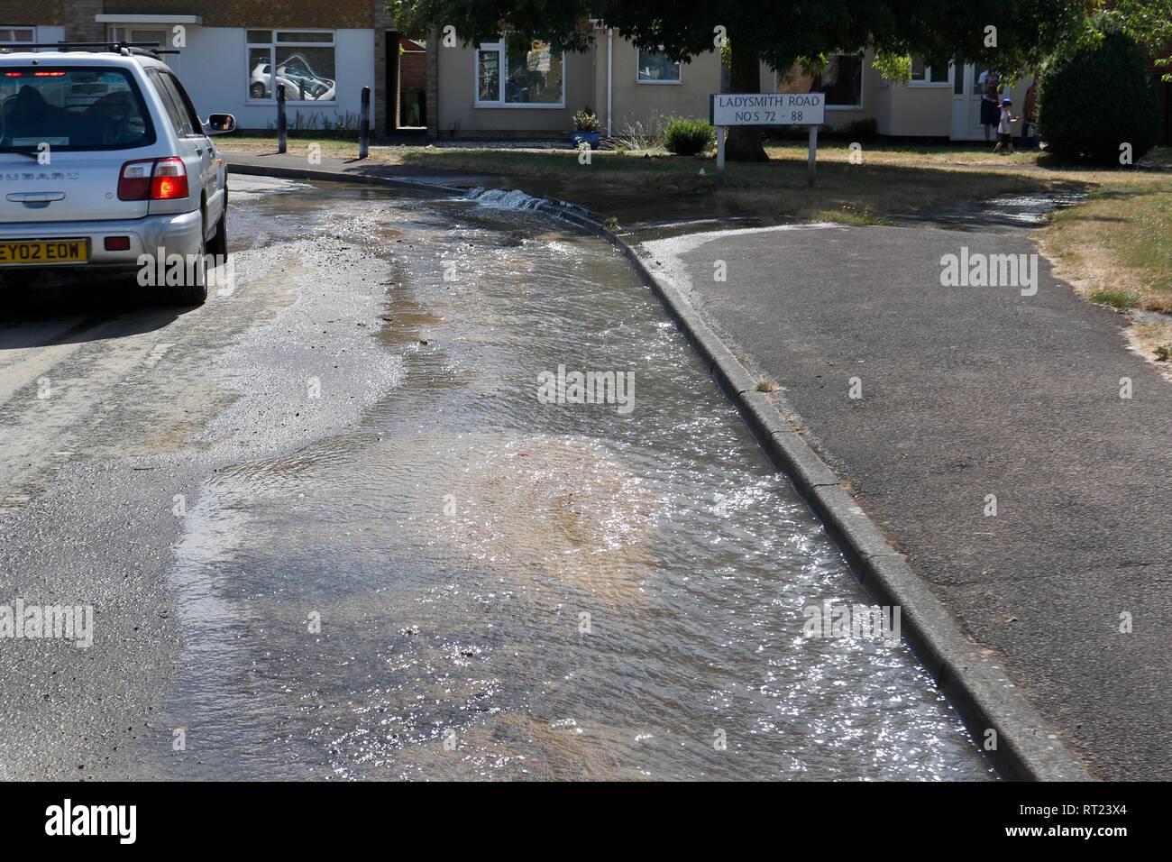 A new water leak flooding the road on Ladysmith Road, Cheltenham. 23rd