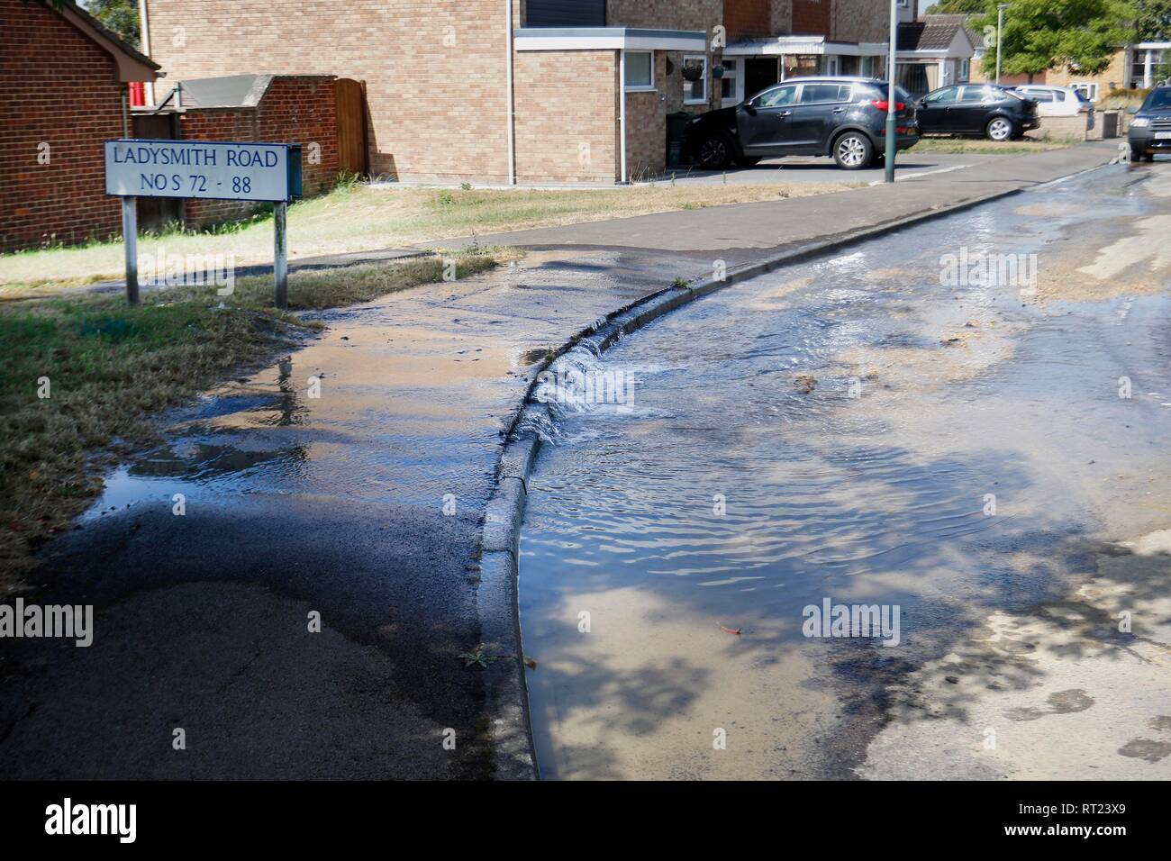 A new water leak flooding the road on Ladysmith Road, Cheltenham. 23rd