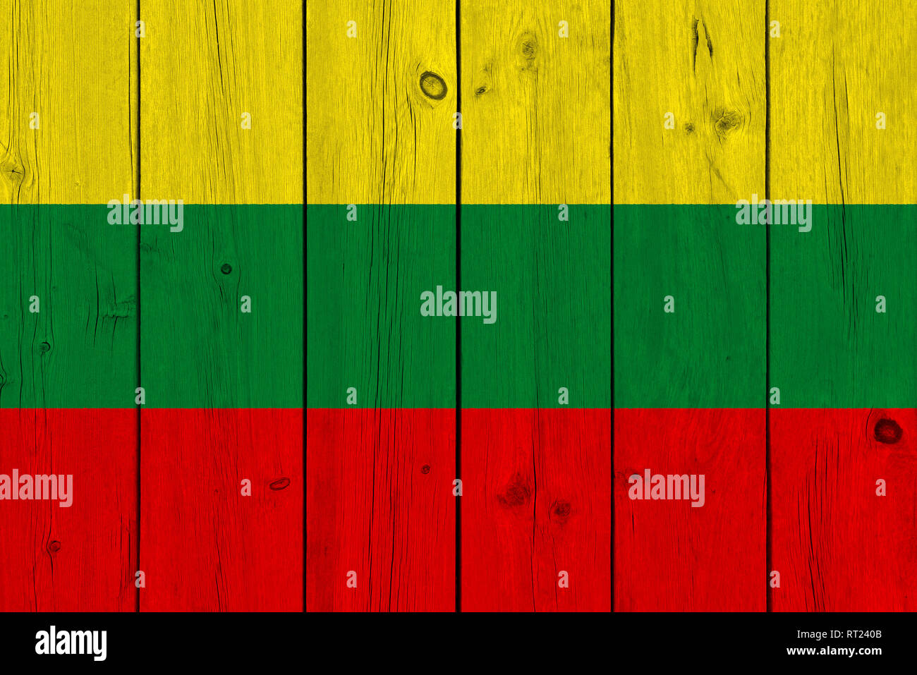 lithuania flag painted on old wood plank. Patriotic background ...