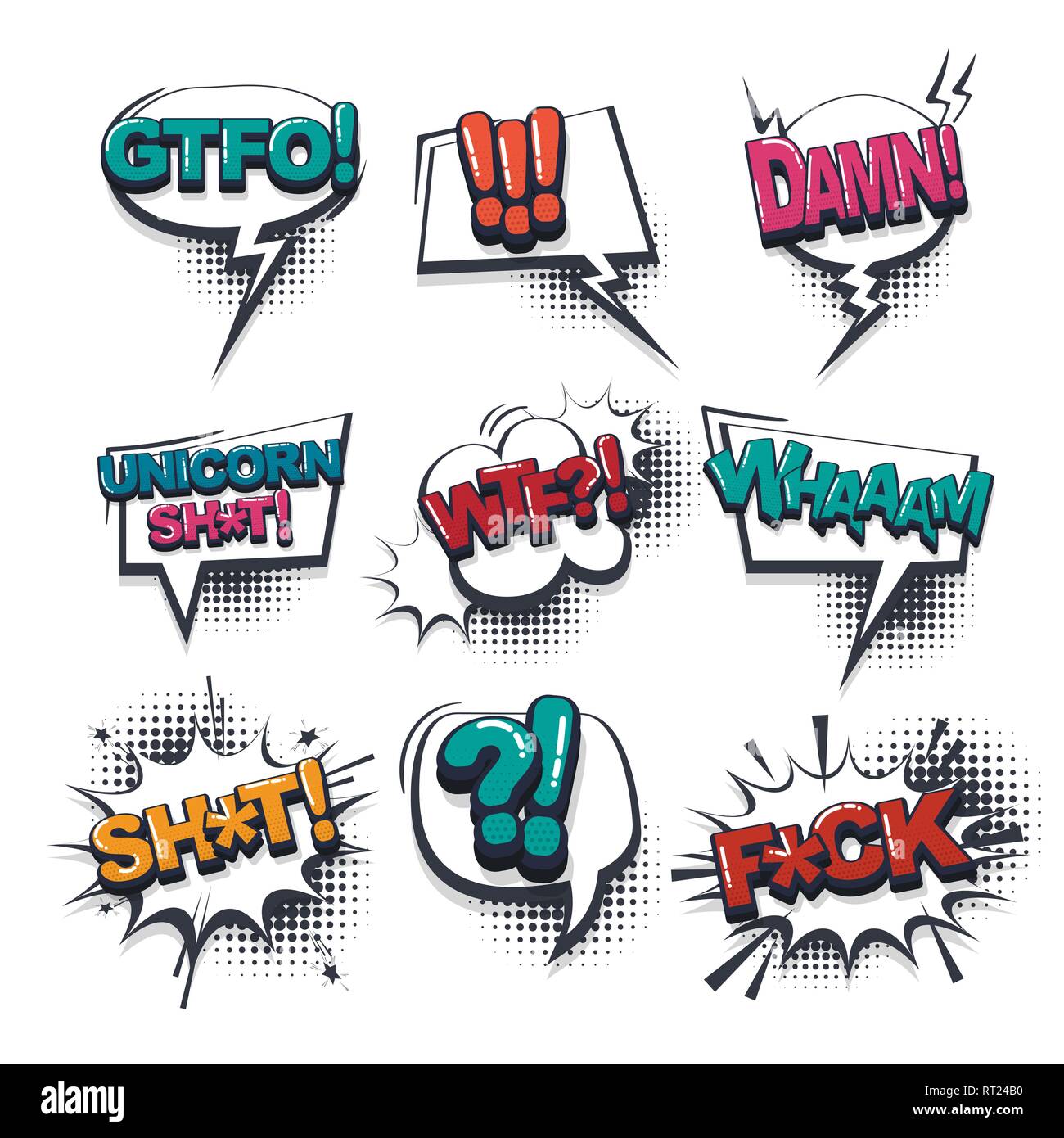 Comic Text Collection Sound Effects Pop Art Style Stock Vector Image