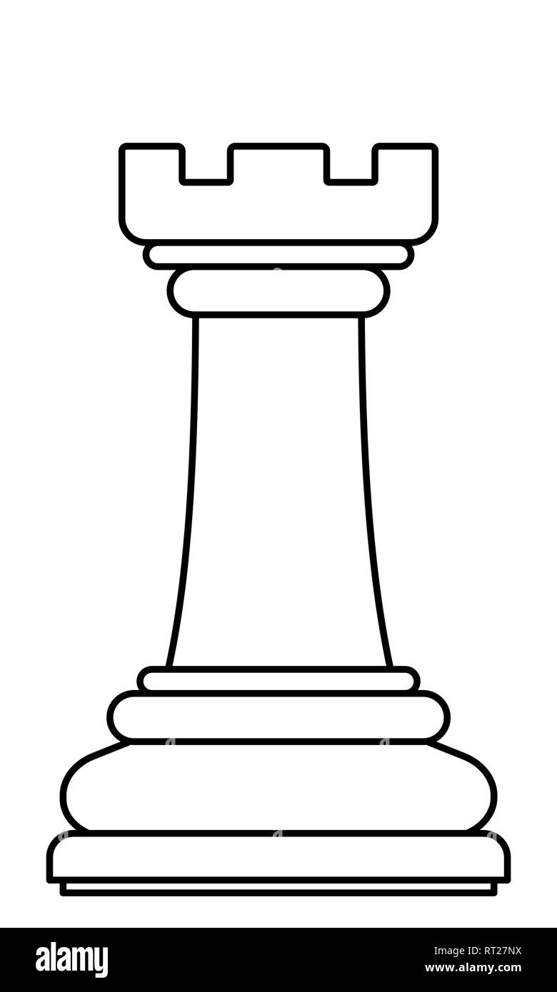 Black and white chess piece rook Royalty Free Vector Image