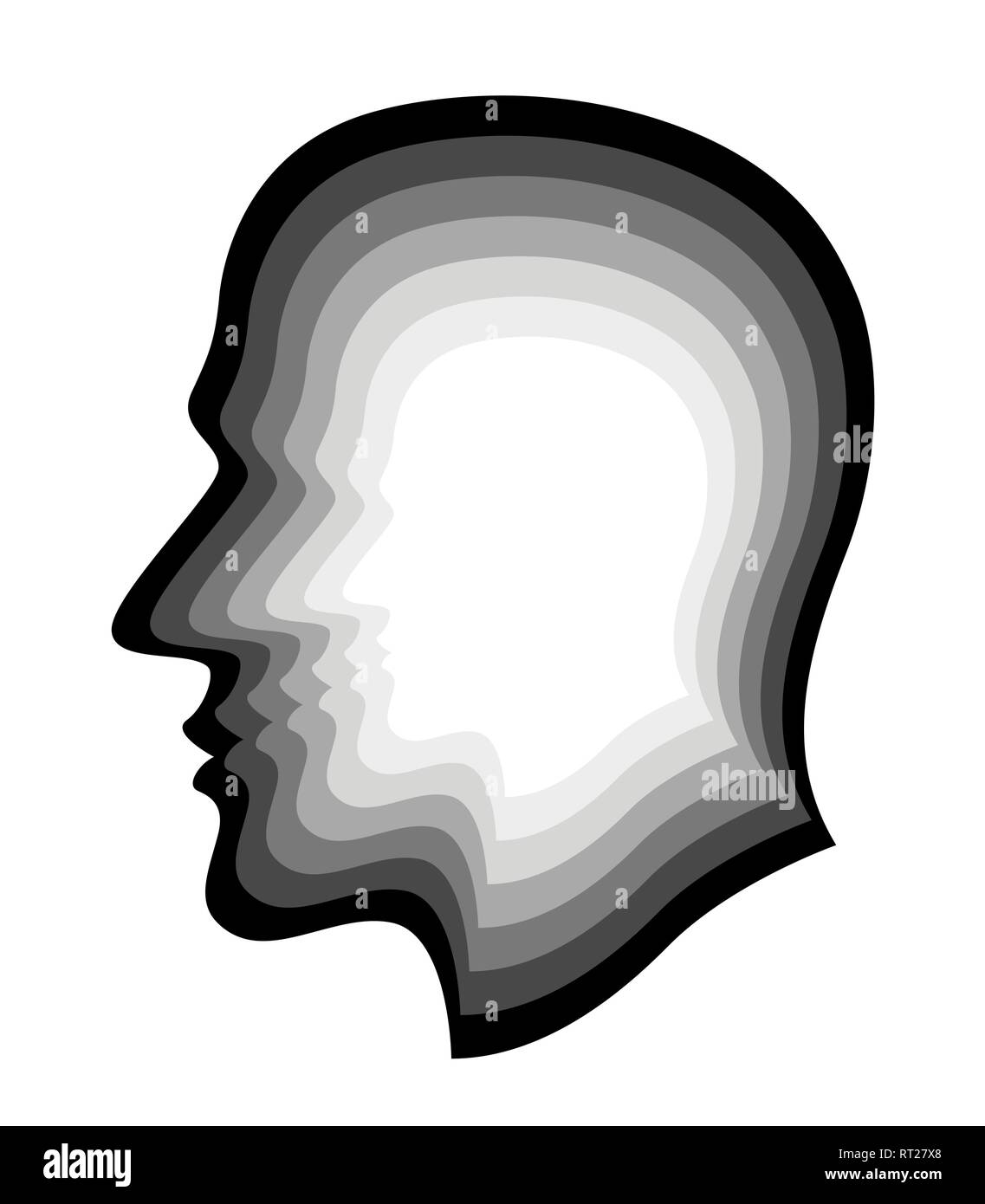 Illustration of the abstract silhouette layer human profile head Stock ...