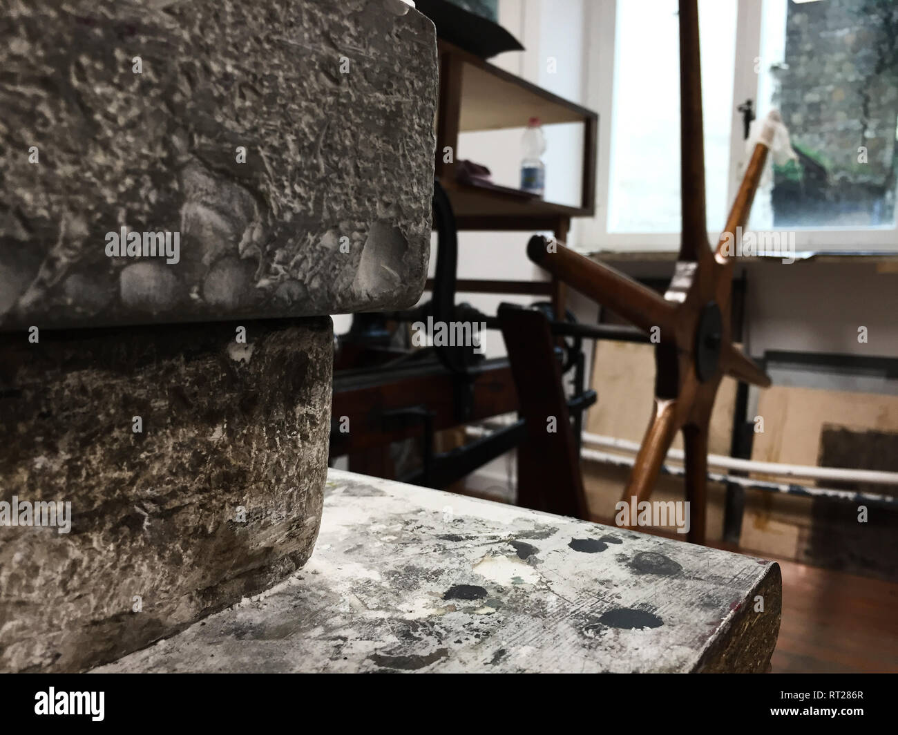 engraving stone, seen in an engraving ancient printing