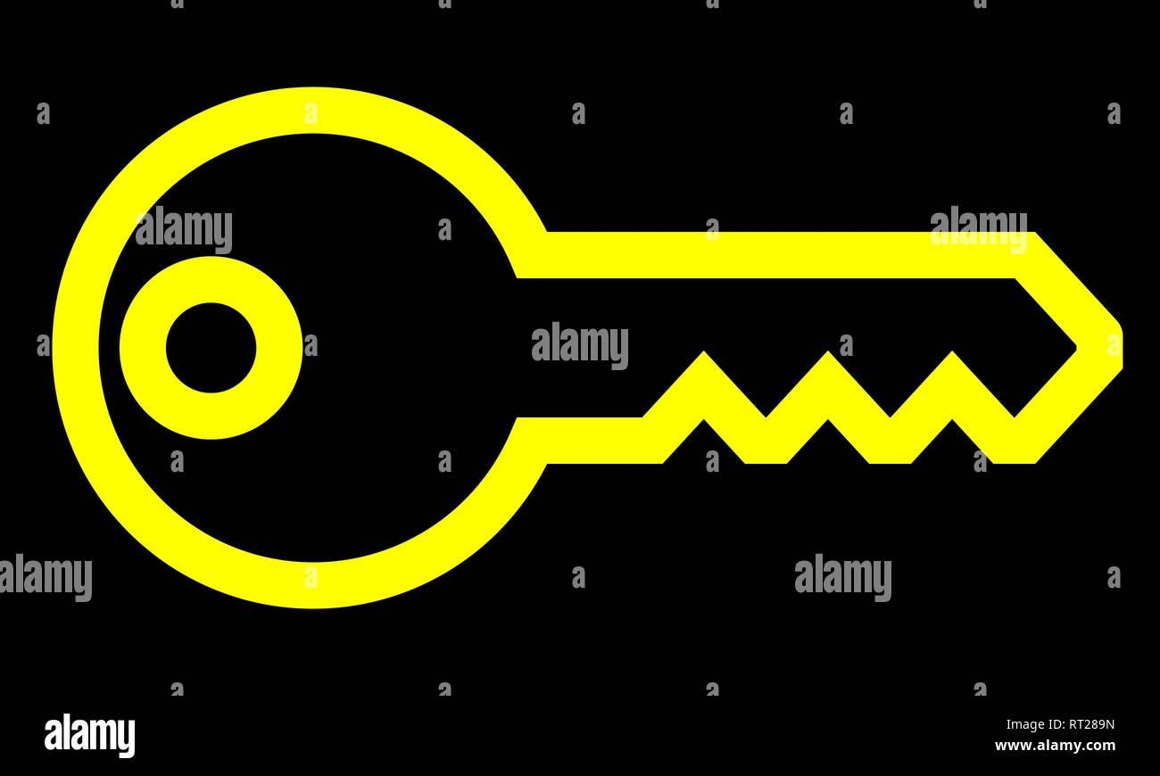 Key symbol icon - yellow simple outline, isolated - vector illustration ...
