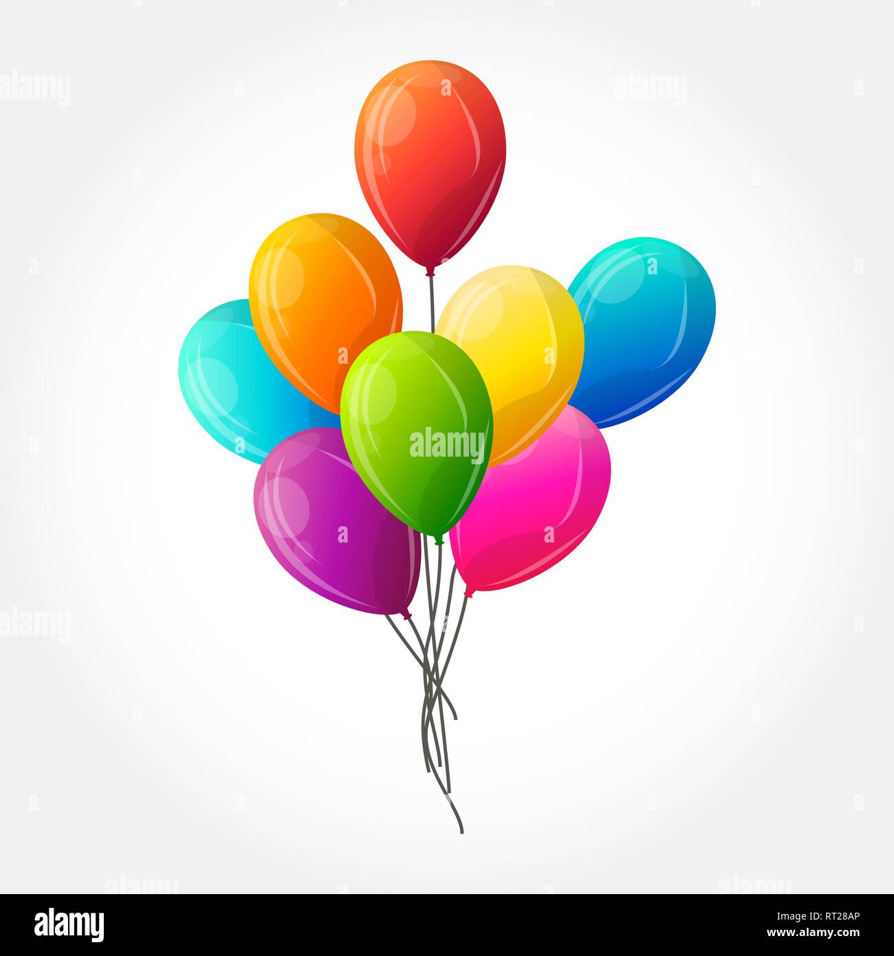 Set of colorful balloons on white background, vector illustration Stock ...