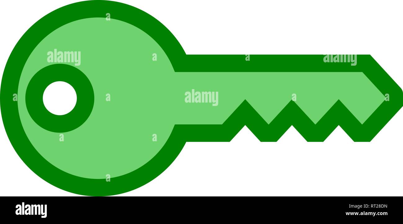 Key symbol icon - green with outline, isolated - vector illustration