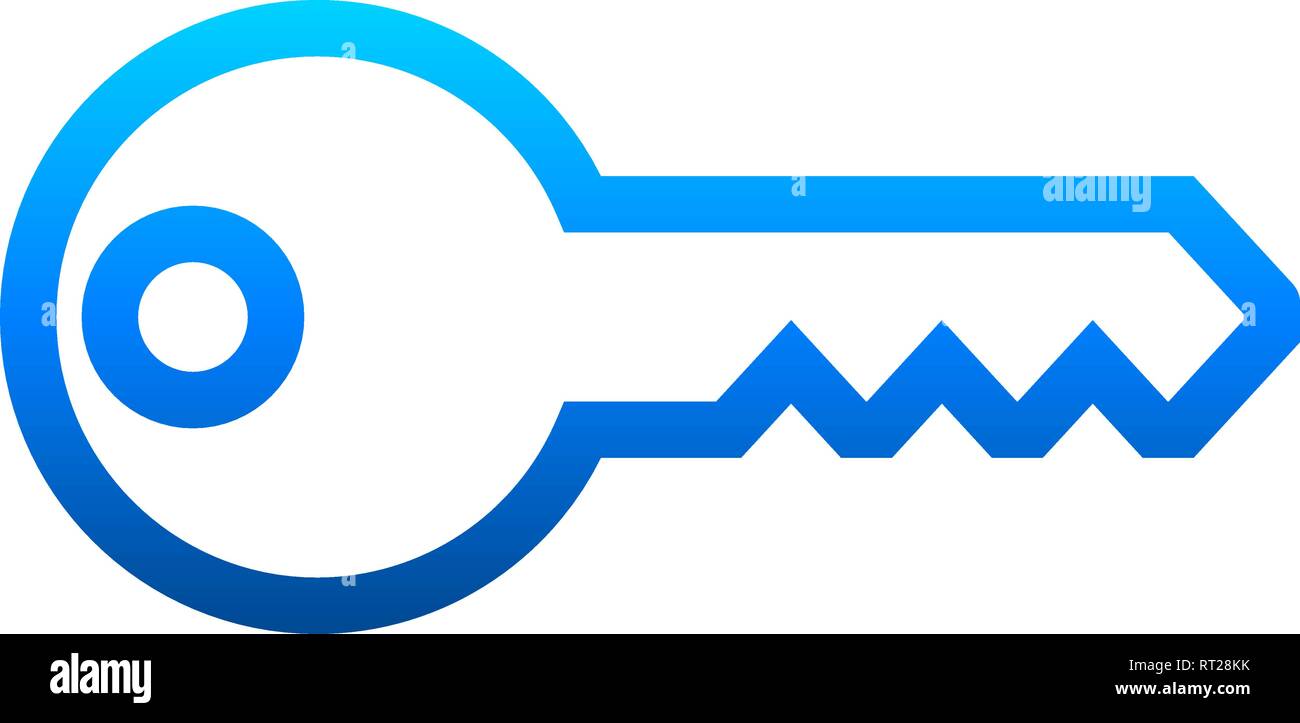 Key symbol icon - blue gradient outline, isolated - vector illustration ...