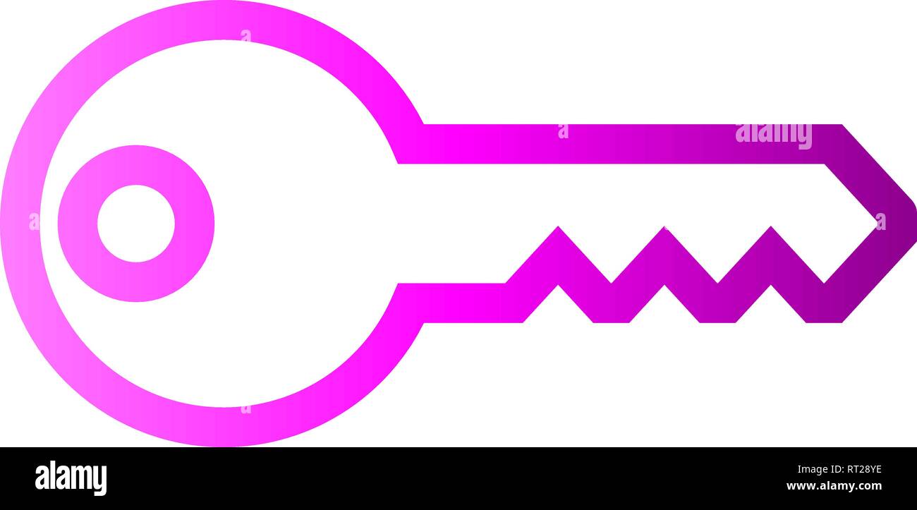 Key symbol icon purple gradient outline, isolated vector illustration Stock Vector Image