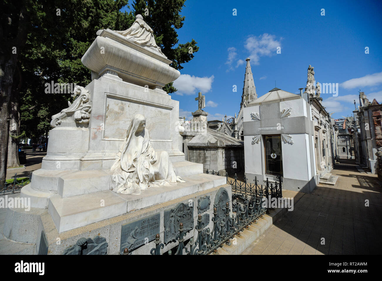 Buenos Aires, Argentina - Sept 23, 2016: View of the tomb of President Carlos Pellegrini at the La Recoleta Cemetery in Capital Federal. Stock Photo