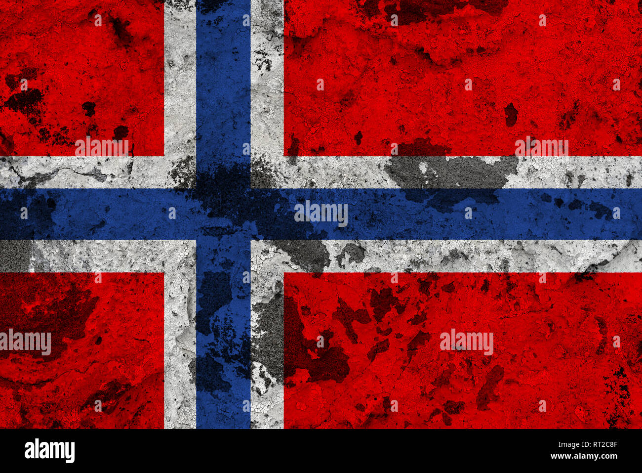 Norway flag on old wall. Patriotic grunge background. National flag of ...