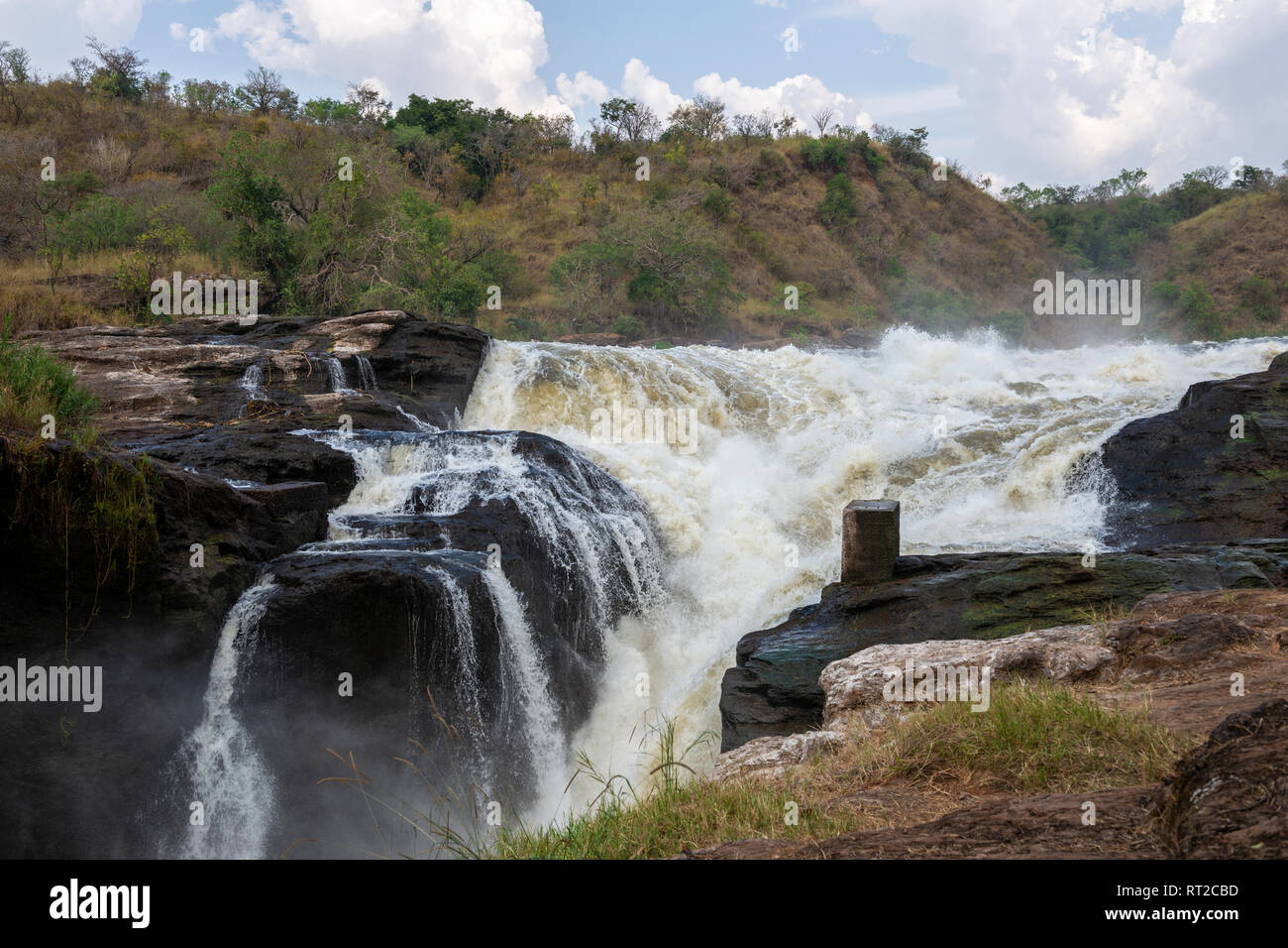 Top of Murchison Falls on the Victoria Nile in Murchison Falls National Park, Northern Uganda, East Africa Stock Photo