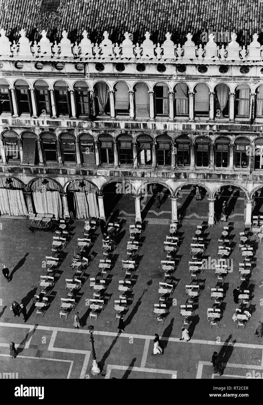 Travel to Venice - Italy in 1950s - view to St Mark's Square - Piazza San Marco in Venice. Image taken in 1954 by Erich Andres Stock Photo