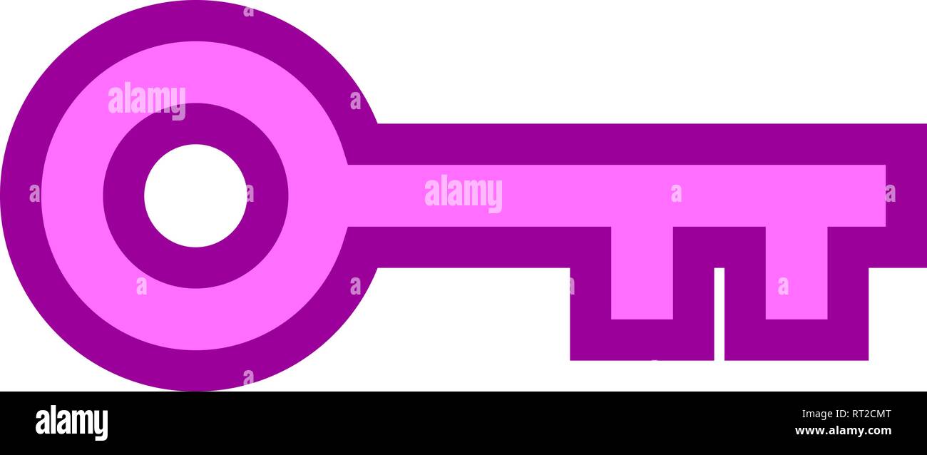 Key symbol icon - purple with outline, isolated - vector illustration ...