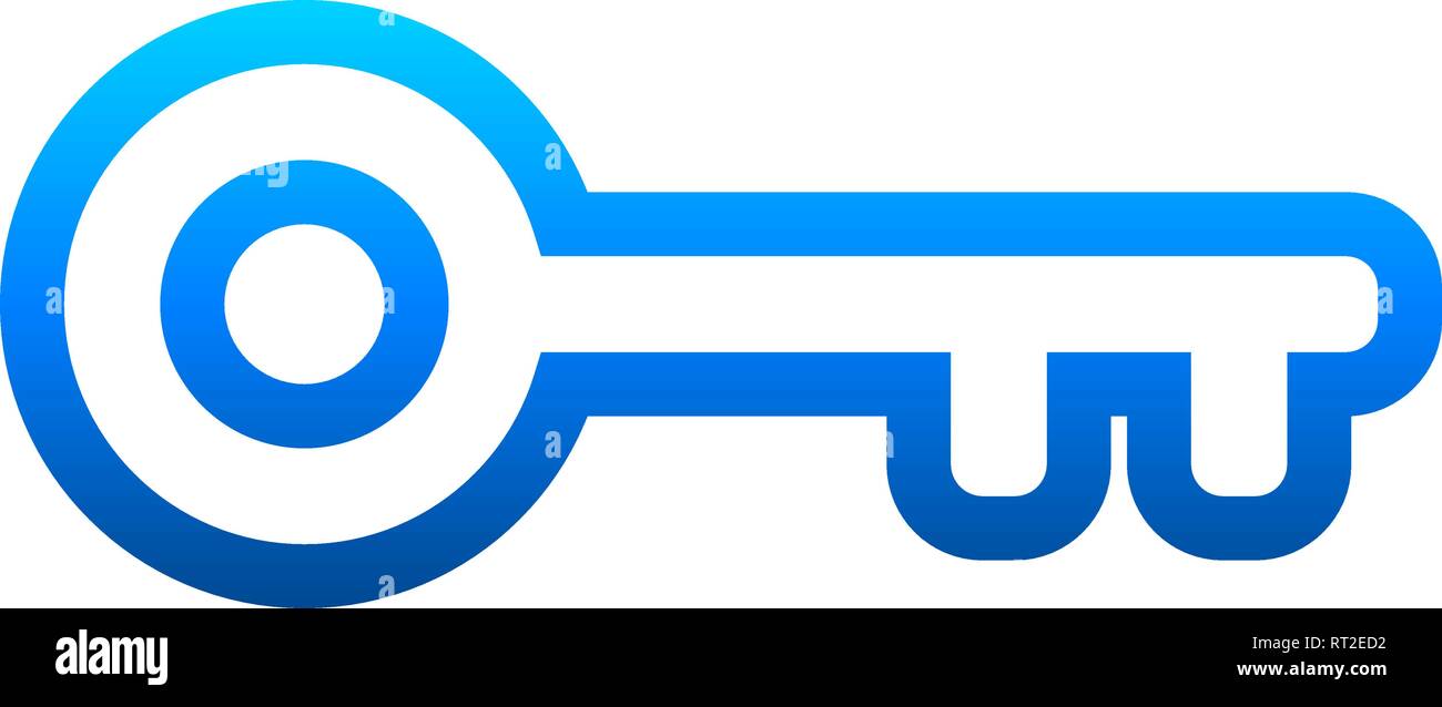 Key symbol icon - blue gradient outline, isolated - vector illustration ...