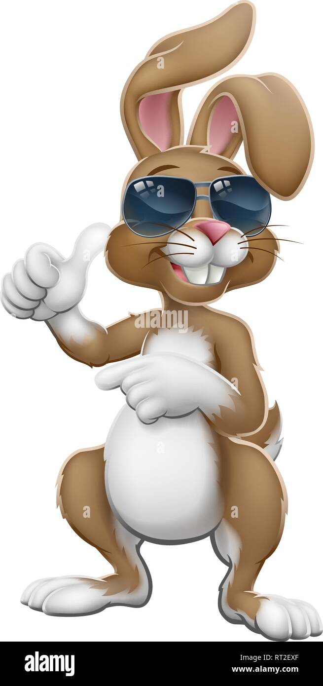 Easter Bunny Shades Rabbit Thumbs Up and Pointing Stock Vector