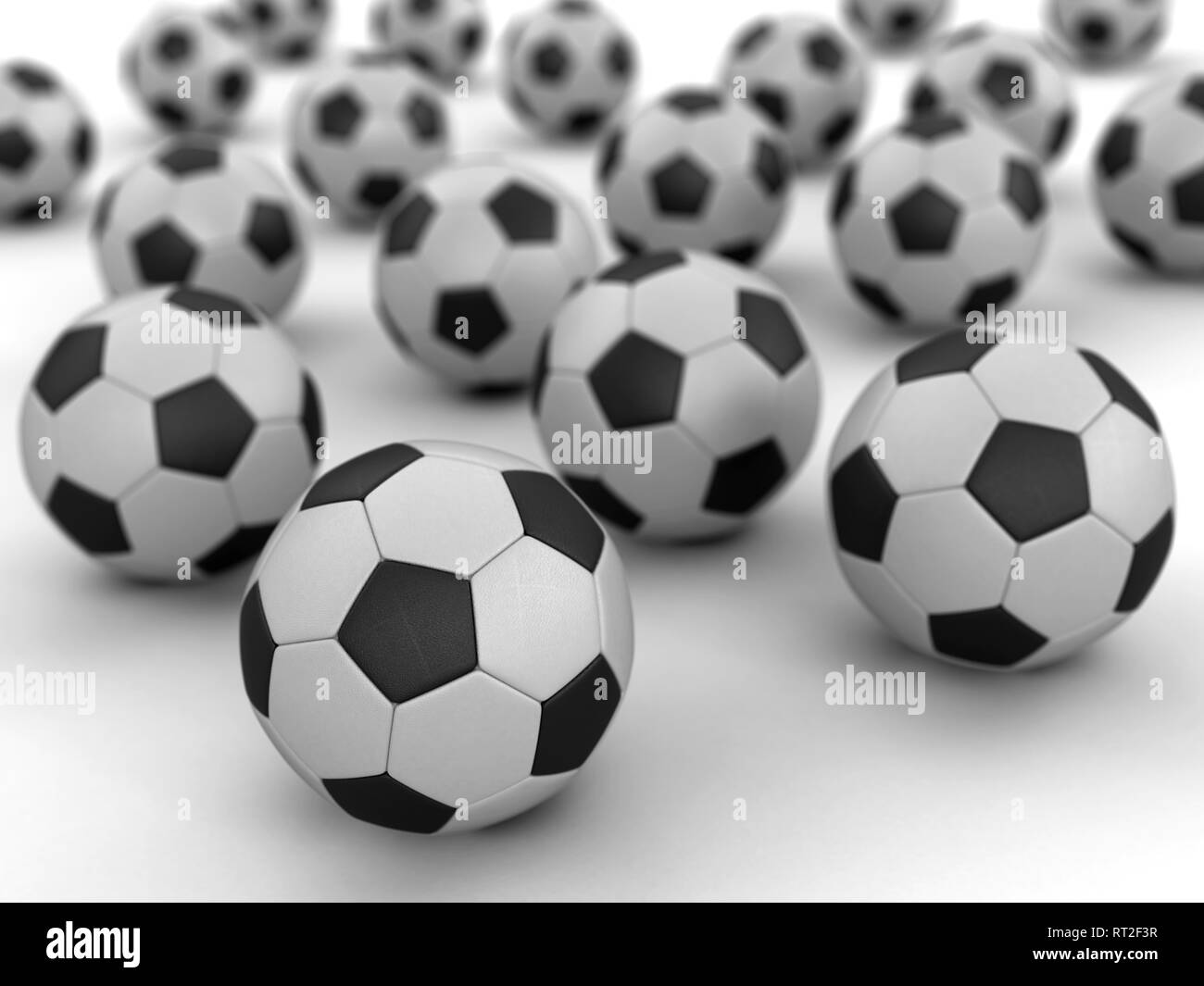 Pile of Soccer footballs. Image with clipping path Stock Photo Alamy