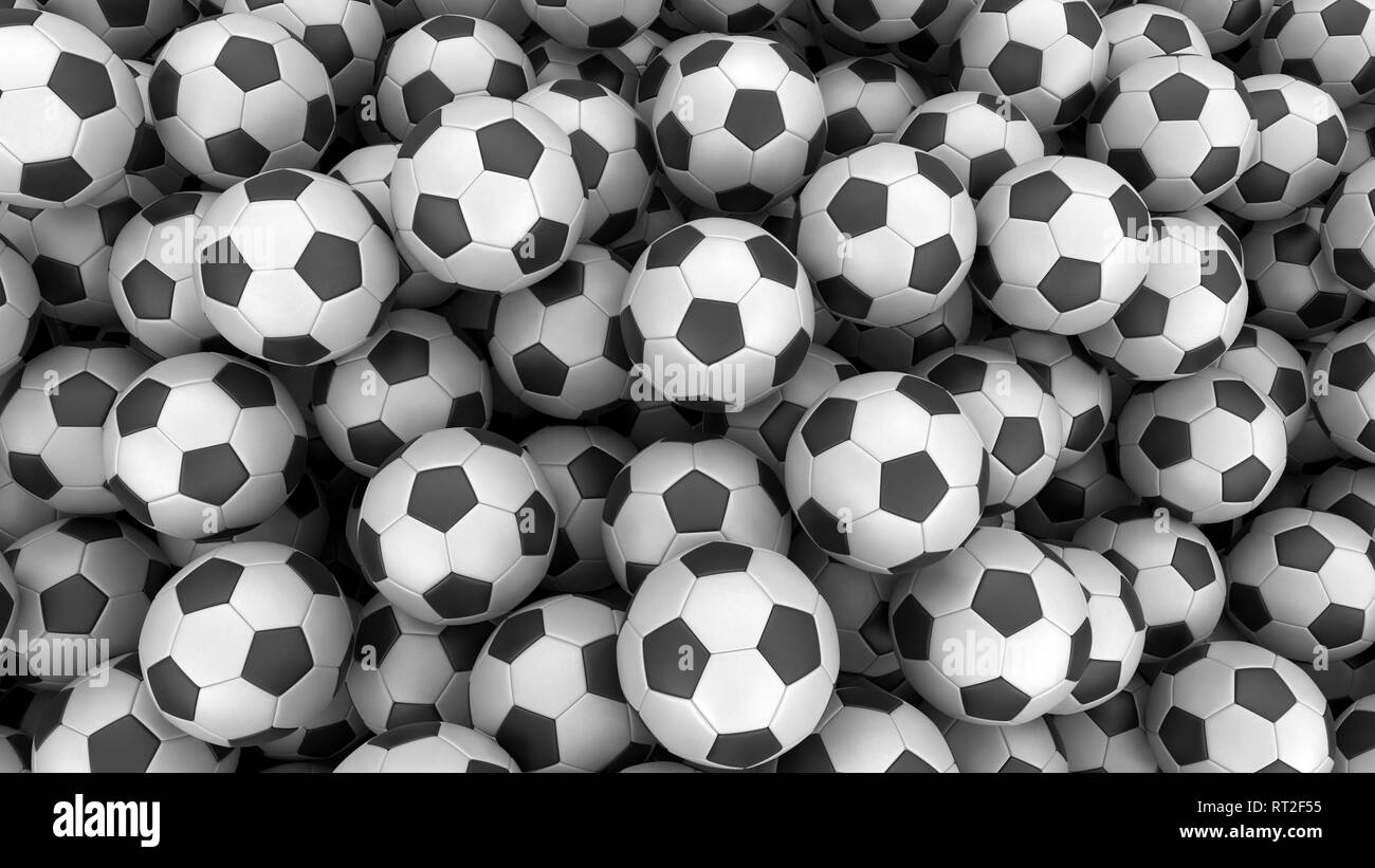 Pile of Soccer footballs. Image with clipping path Stock Photo - Alamy