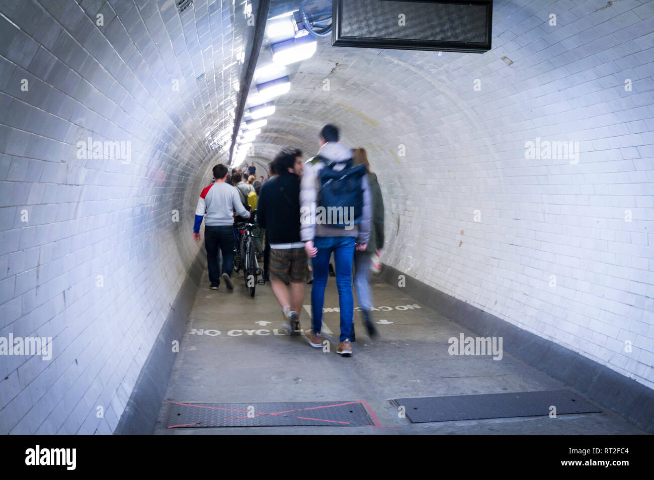 Greenwich foot tunnel under the River Thames, London, UK Stock Photo