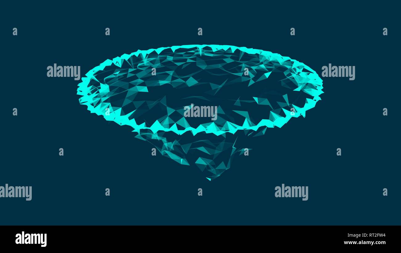 Abstract flat earth with polygons and are in space, background with connection structure, 3d render Stock Vector