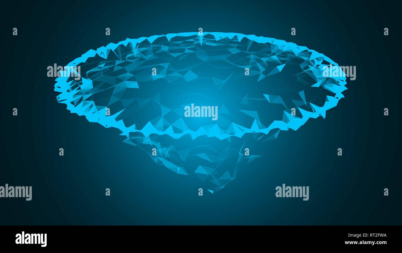 Abstract flat earth with polygons and are in space, background with connection structure, 3d render Stock Vector