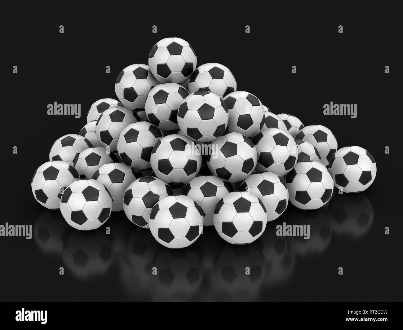 Pile of Soccer footballs. Image with clipping path Stock Photo Alamy