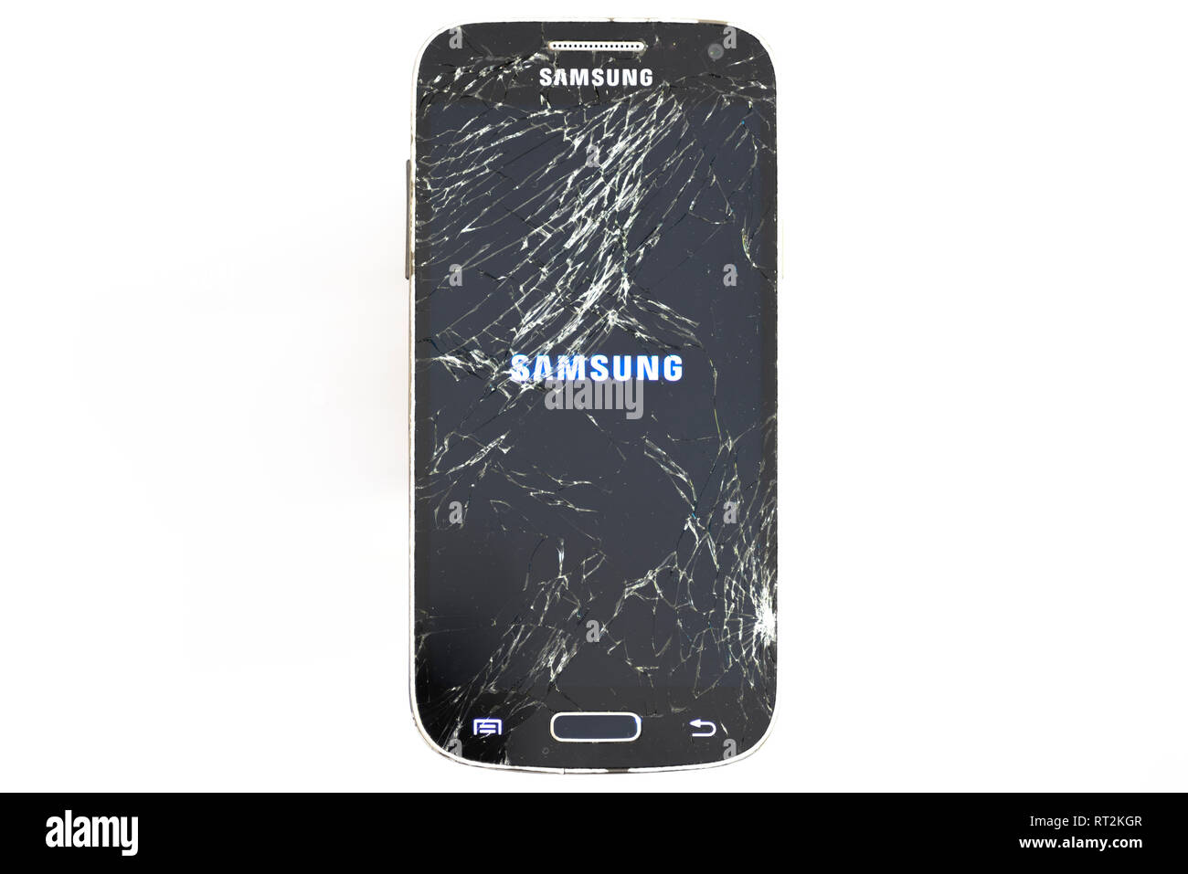 Samsung smartphone with broken screen Stock Photo - Alamy