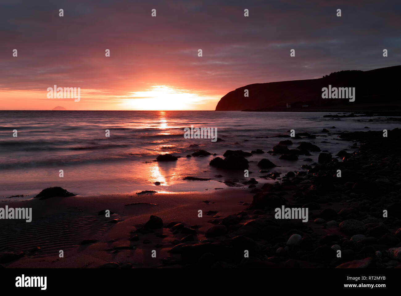 Winter sunrise at Kildalloig, Mull of Kintyre Stock Photo