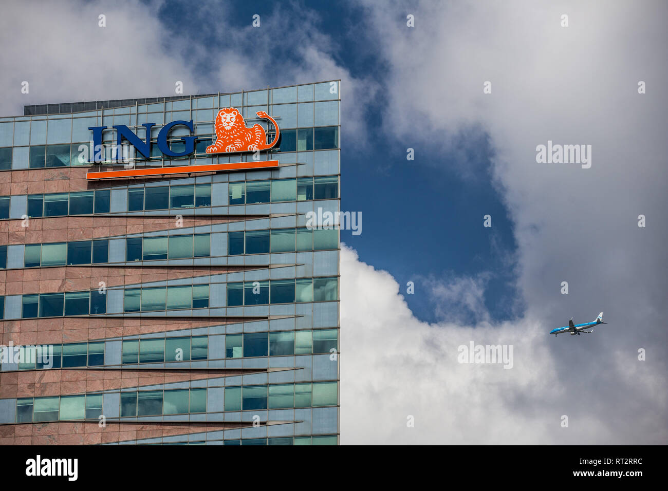 Amsterdam, Netherlands. June 27, 2015. Logo of ING bank at De Entree building Stock Photo