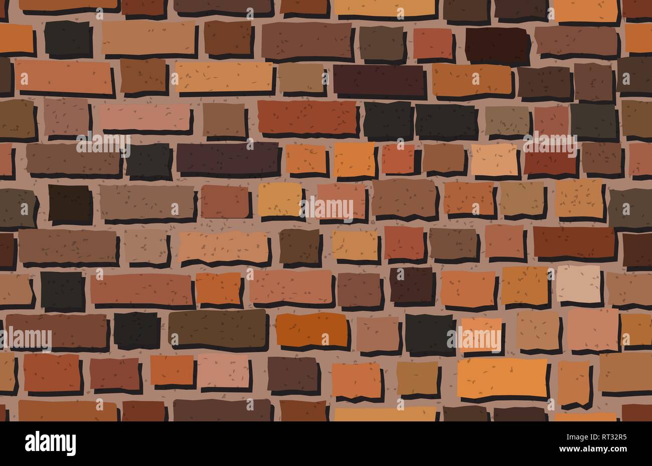 Vector old brick wall background. Seamless pattern Stock Vector