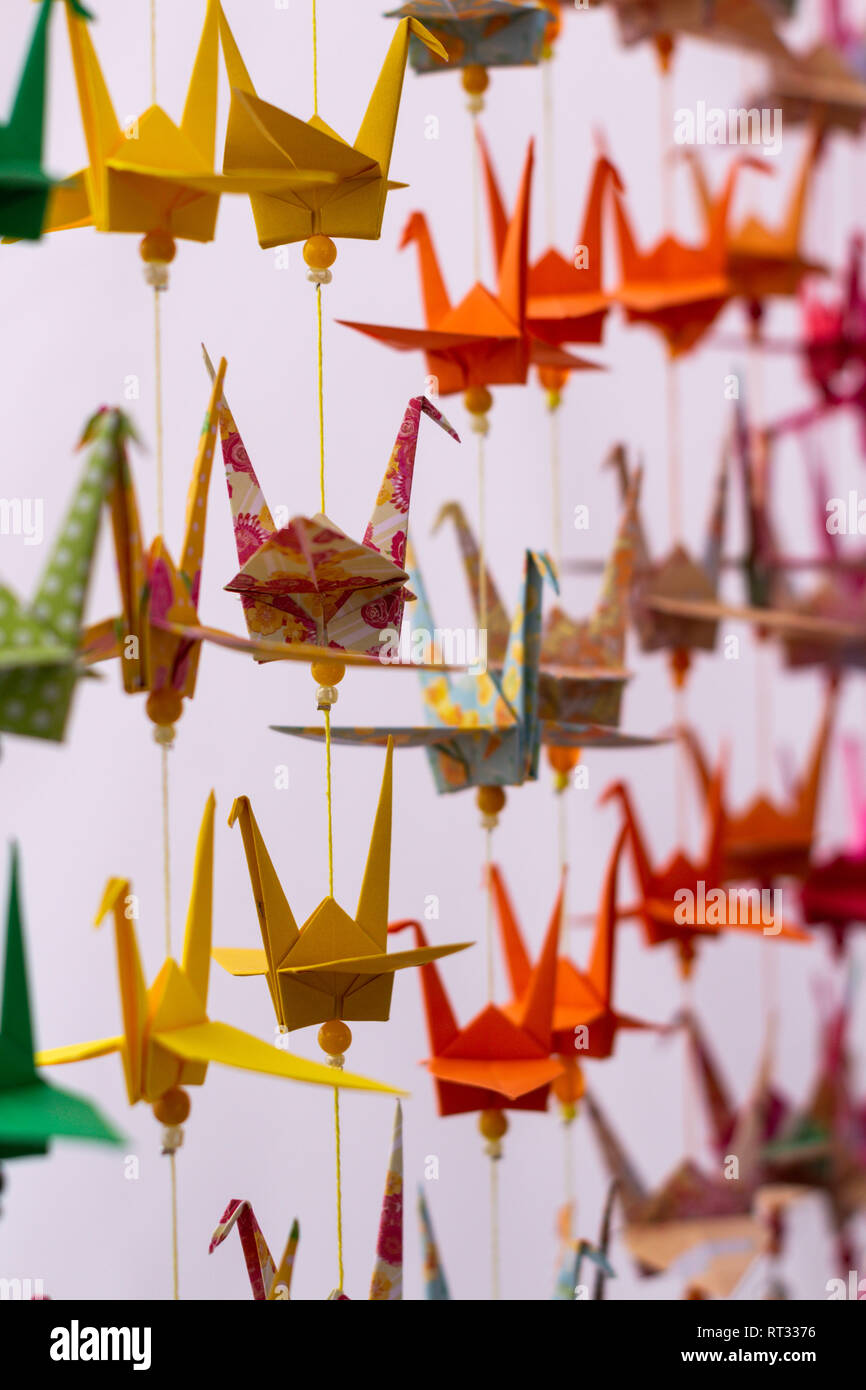 Several Swans Of Decorative Colors Made In Paper Colorful