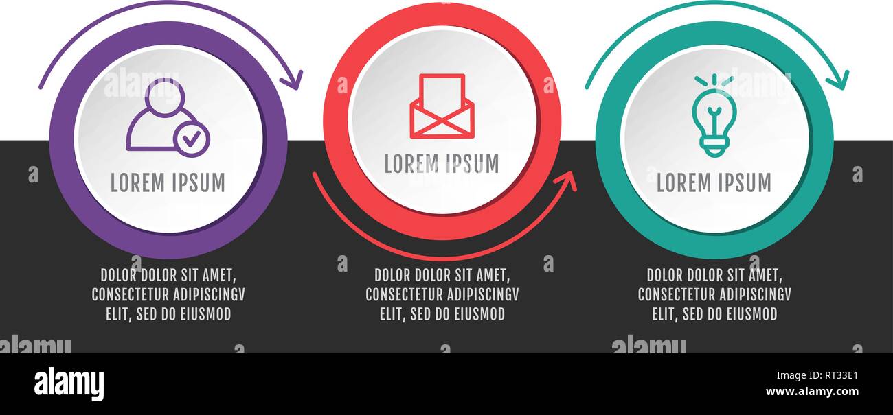 Modern vector illustration 3D. Infographic circles template with three ...