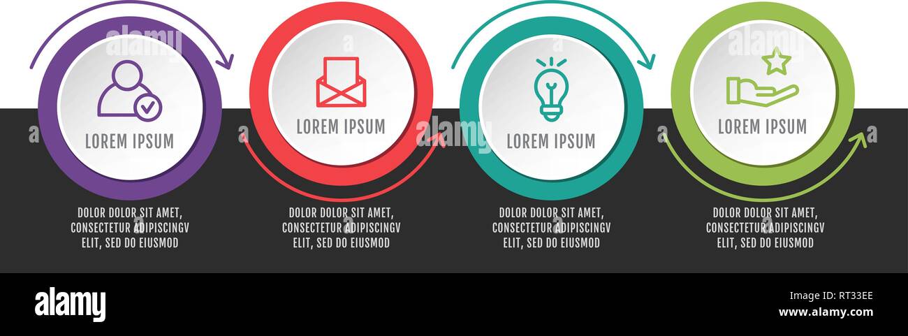 Modern vector illustration 3D. Infographic circles template with four ...