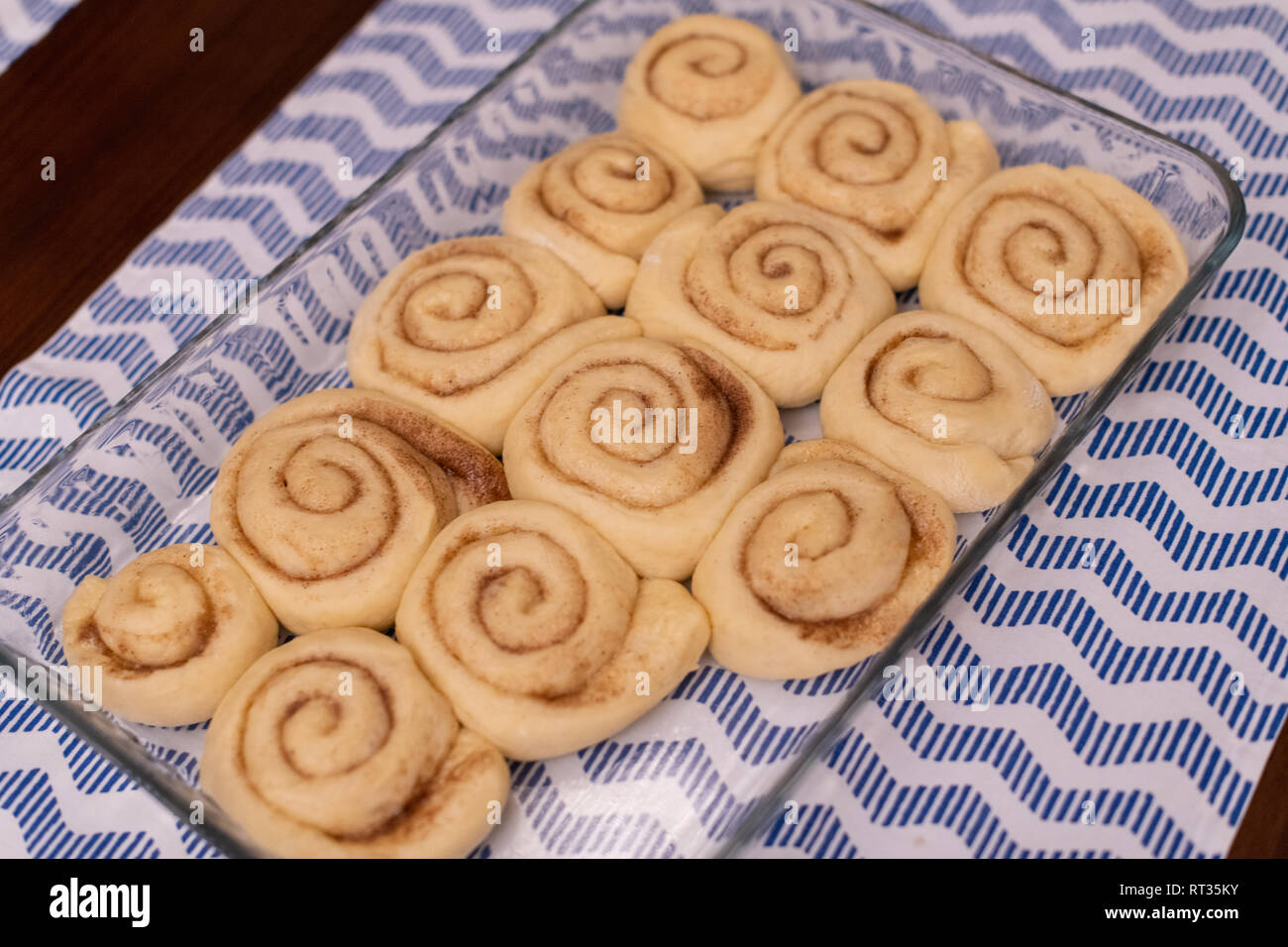 homemeda cinnamon rolls, ready to bake Stock Photo