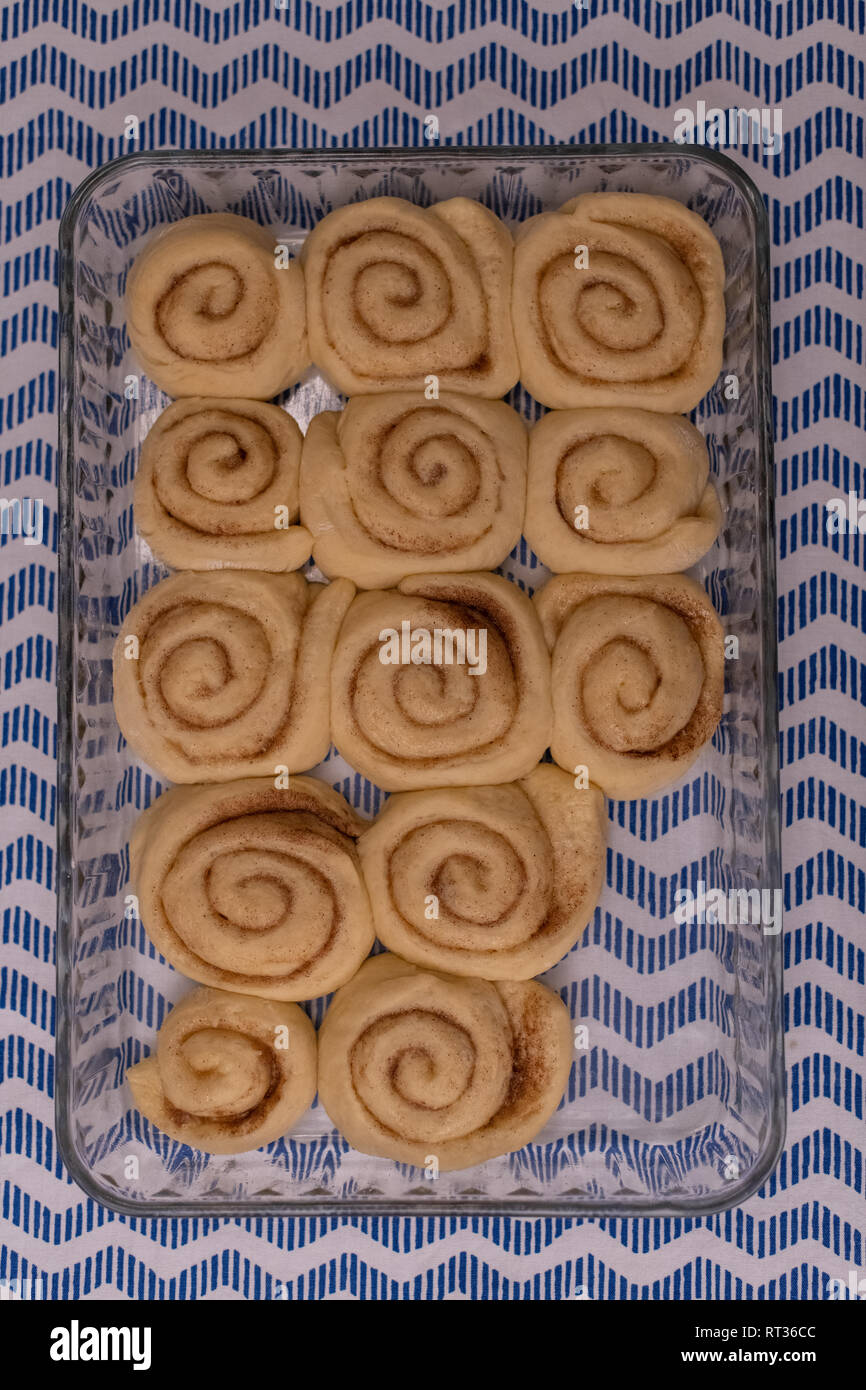 homemeda cinnamon rolls, ready to bake Stock Photo