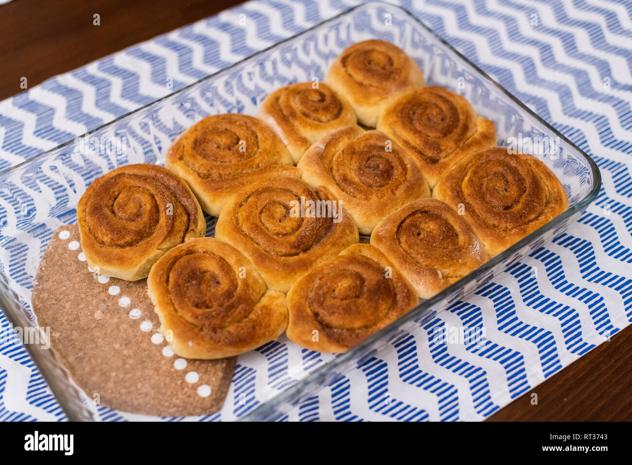 homemade, freshly baked cinnamon rolls Stock Photo