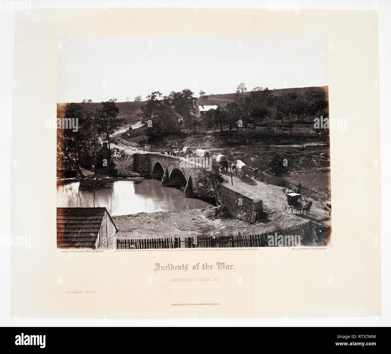 Antietam Bridge, Md. (September 1862) . Gardner's Photographic sketch book of the war. Washington, D.C.: Philip & Solomons, publishers, [1865]. Source: 1784.a.13 volume 1, page 41. Language: English. Author: GARDNER, ALEXANDER. Stock Photo