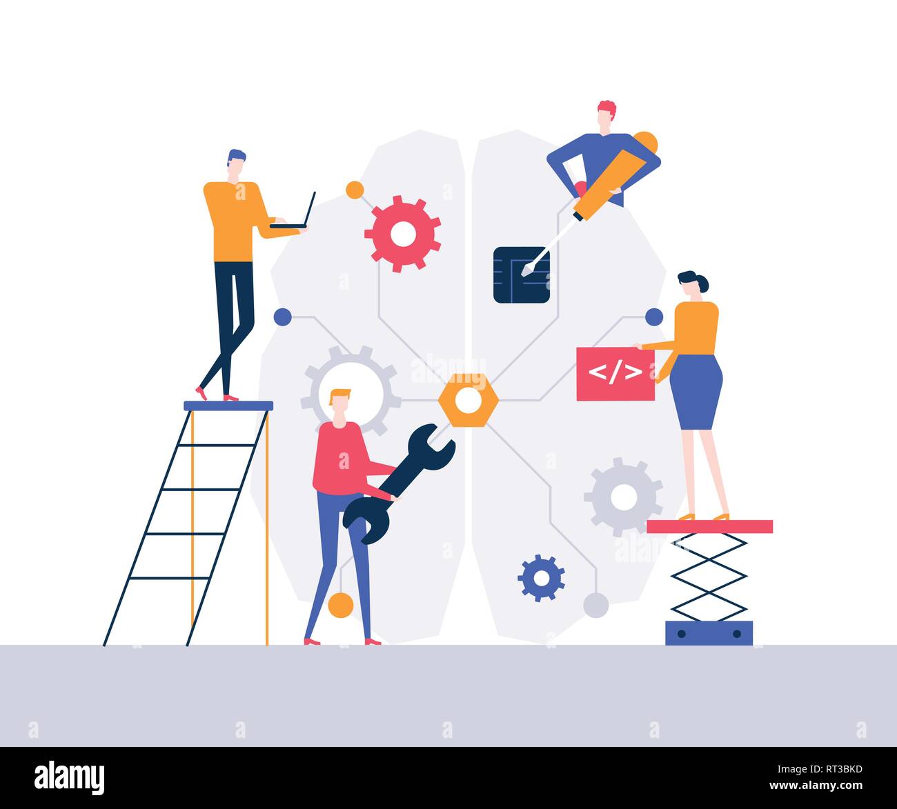 Artificial intelligence - flat design style colorful illustration Stock ...