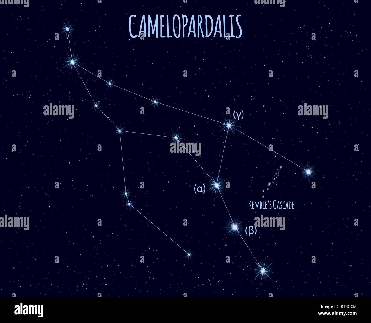 Camelopardalis (The Giraffe) constellation, vector illustration with the  names of basic stars against the starry sky Stock Vector Image & Art - Alamy