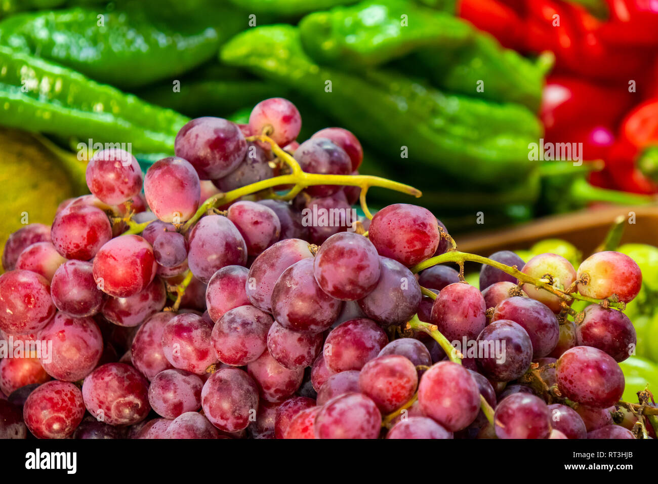Grapes fruits vegetables market Stock Photo Alamy