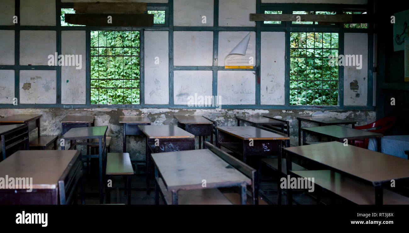 Interiors of classroom, Kaluk, Sikkim, India Stock Photo