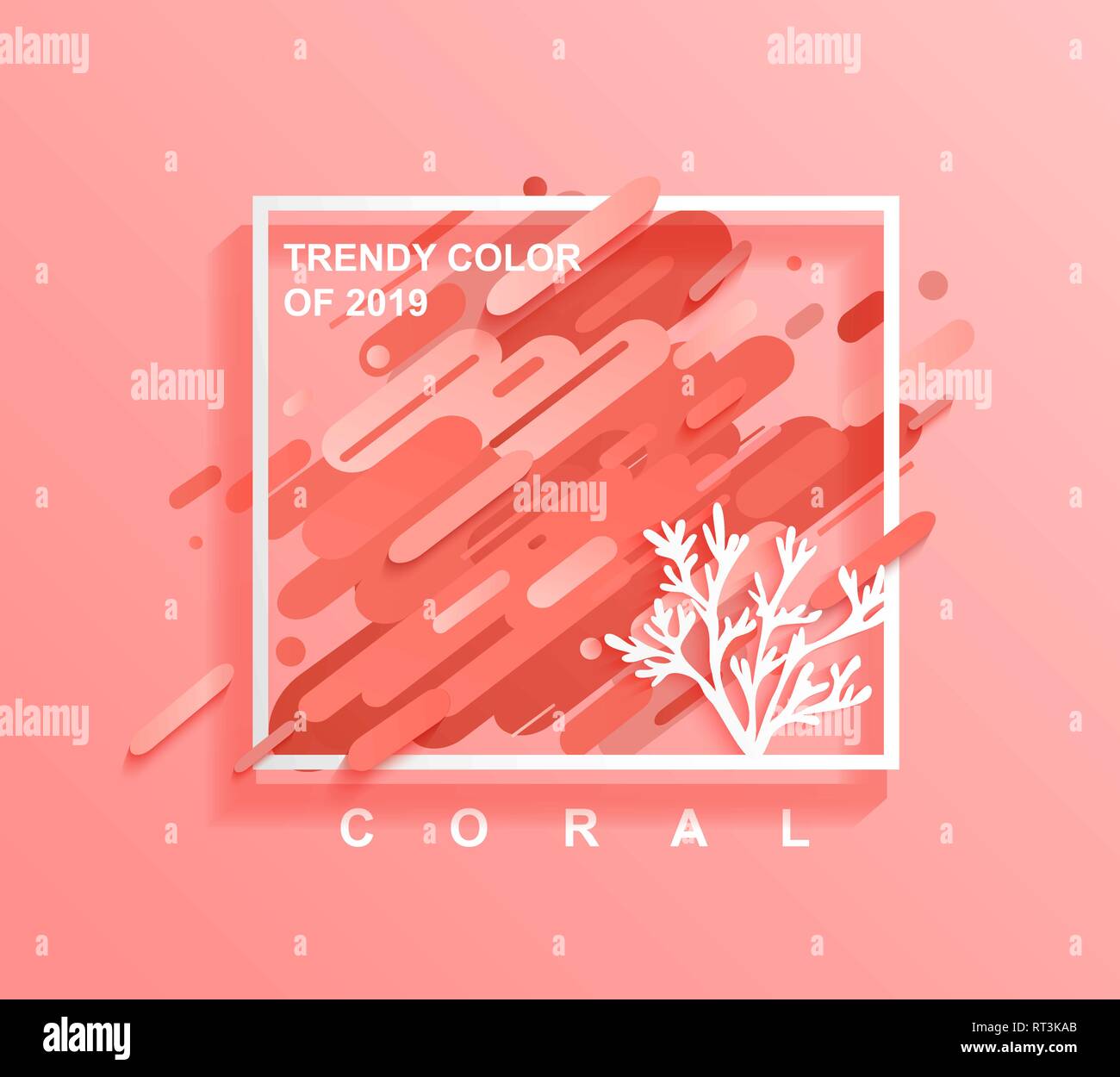 Square frame for text with Coral dynamic rounded shapes Stock Vector