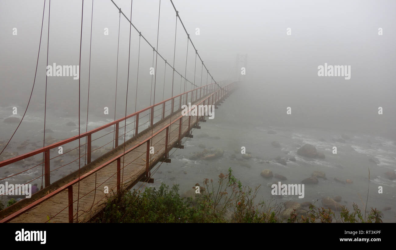 foggy Bridge in Sa Pa, Vietnam Stock Photo