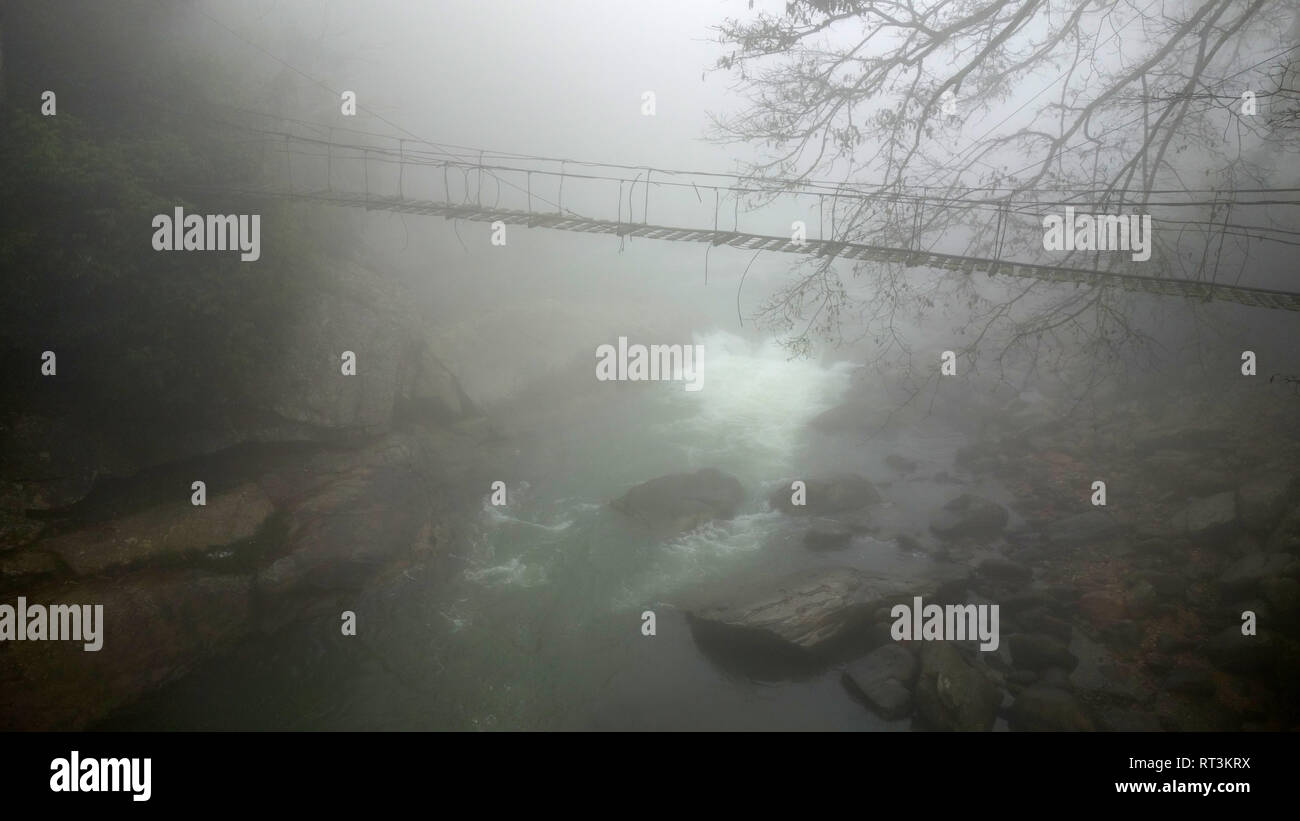 foggy Bridge in Sa Pa, Vietnam Stock Photo