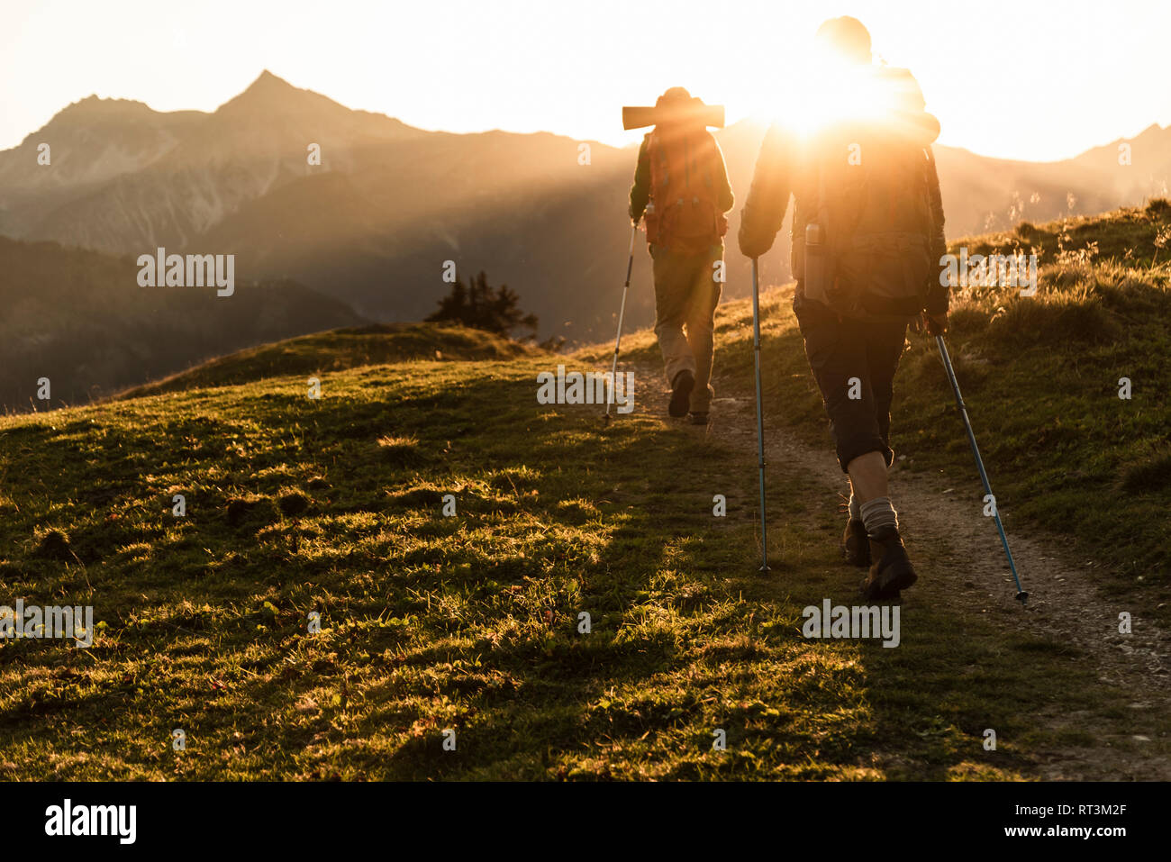 Couple hiking in the Austrian mountains Stock Photo