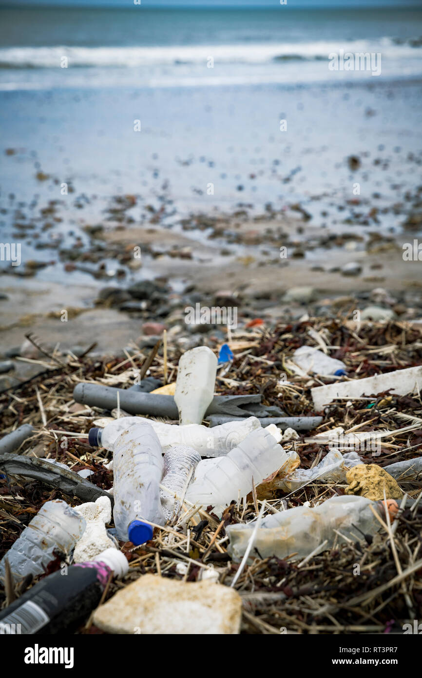 Denmark, North Jutland, plastic pollution on the beach Stock Photo