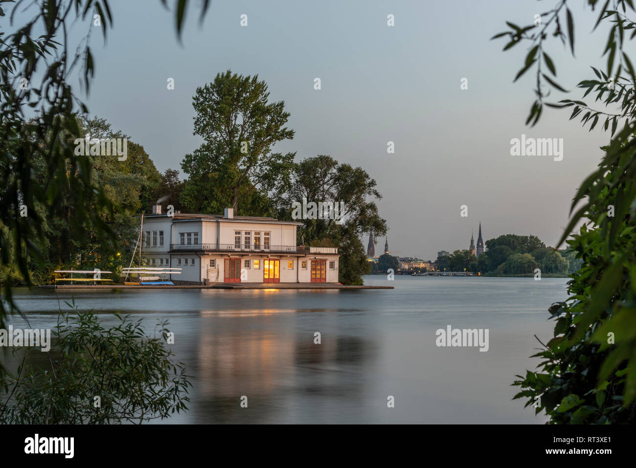 Germany, Hamburg, Building at the Outer Alster Lake Stock Photo