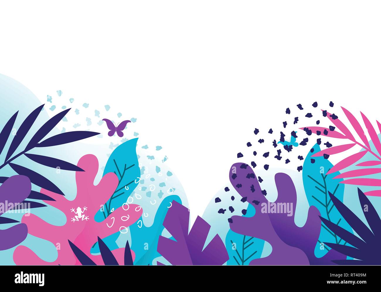 Bright and colourful creative floral plants based background with textures. Vector illustration. Stock Vector