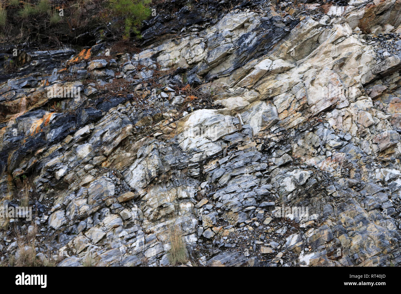 Layered rock texture. Mountain pattern background. Stock Photo